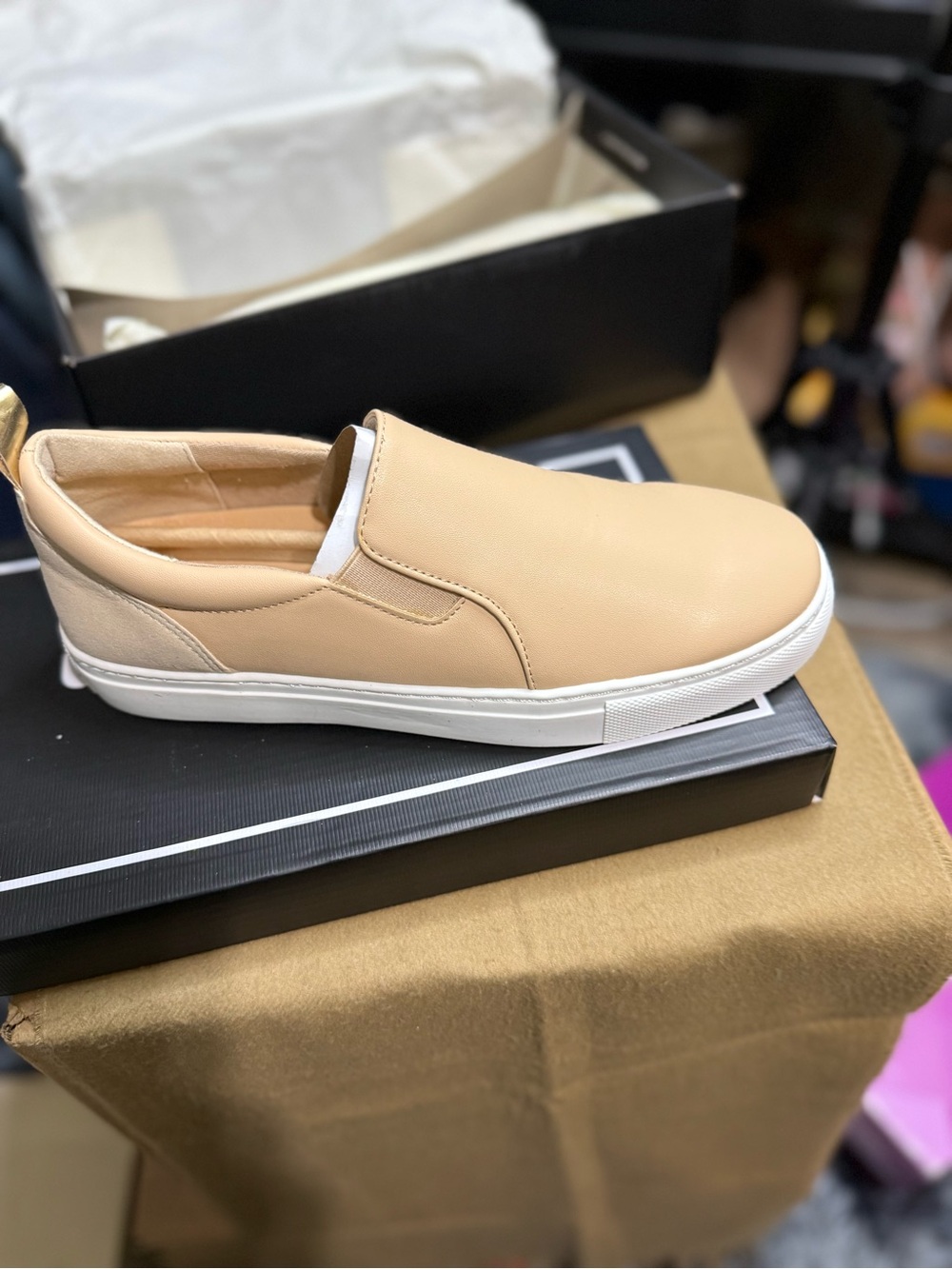 Women’s Slip-On Sneakers — Beige Casual Comfort